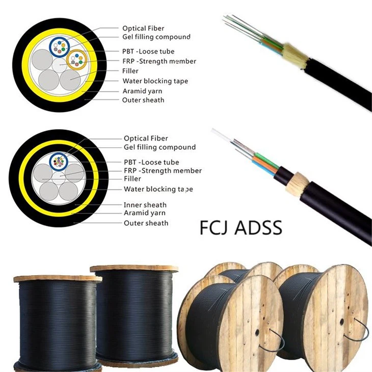 FCJ OEM ADSS Outdoor 24 Cores Fiber Optic Cable Supplier